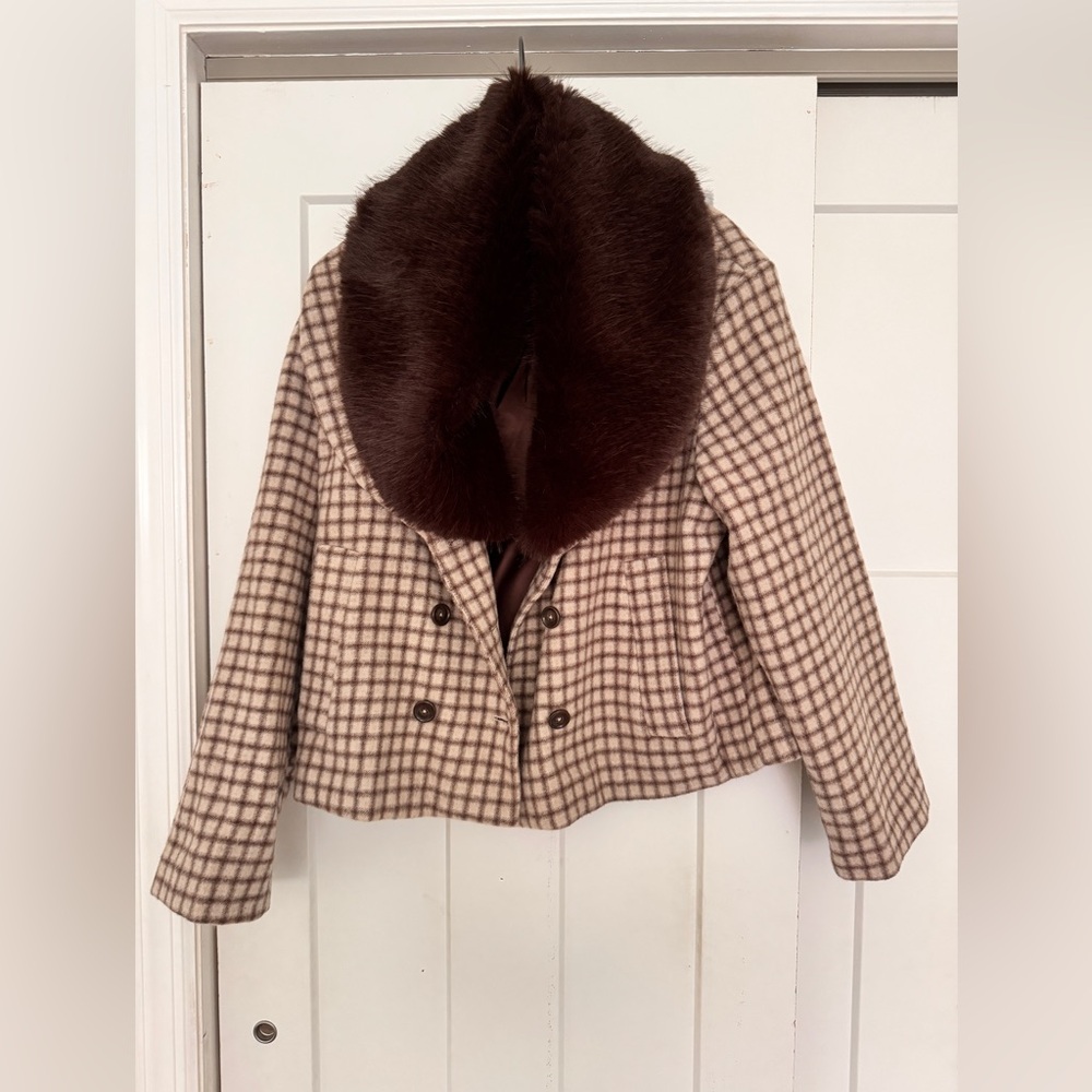 NWOT Reformation Plaid Print Evening Jacket Medium